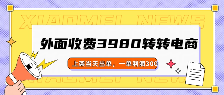 外面收费3980的转转电商玩法，上架当天出单，一单利润300 第1张