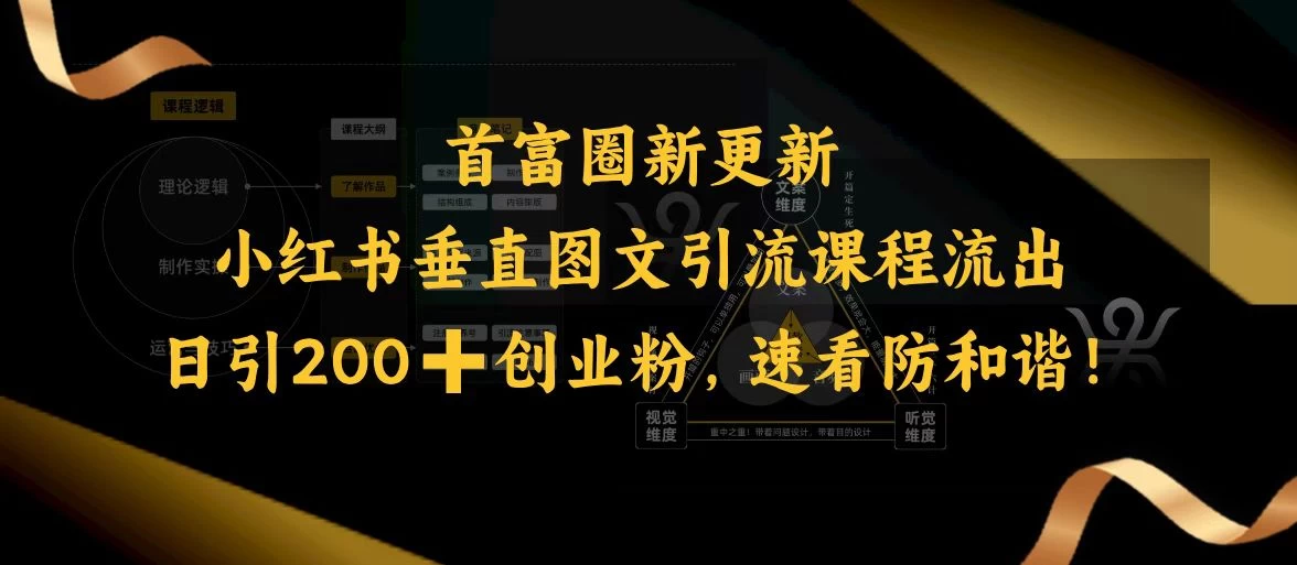 首富圈新更新小红书垂直图文引流课程流出，日引200+创业粉，速看防和谐！ 第1张